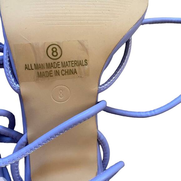 Lot of 2 Olivia Fargiano Heels Square Toe Strappy Lace Up Black and Purple 8 - Picture 7 of 8